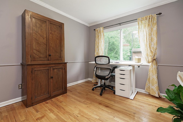 1108 Langland Dr, Columbus, OH 43220 - office space featuring crown molding, light wood-style flooring, and baseboards