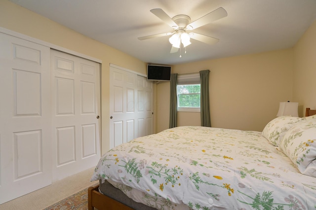1108 Langland Dr, Columbus, OH 43220 - carpeted bedroom with two closets and ceiling fan