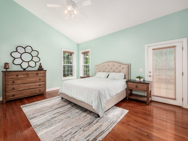 6165 Avocet Ct, Dublin, OH 43017 - bedroom featuring vaulted ceiling, wood finished floors, and a ceiling fan