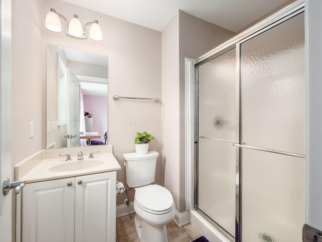 6165 Avocet Ct, Dublin, OH 43017 - bathroom with a shower stall, vanity, and tile patterned flooring