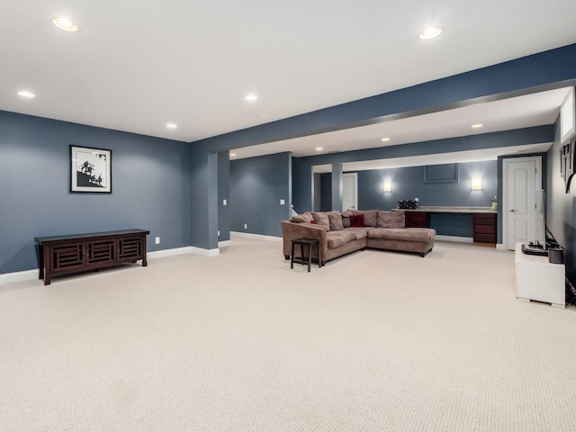 6165 Avocet Ct, Dublin, OH 43017 - living room featuring light colored carpet and recessed lighting