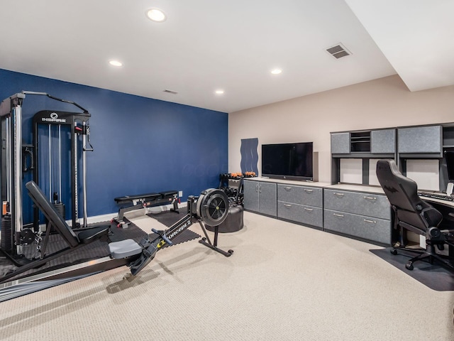 6165 Avocet Ct, Dublin, OH 43017 - exercise room featuring carpet and recessed lighting
