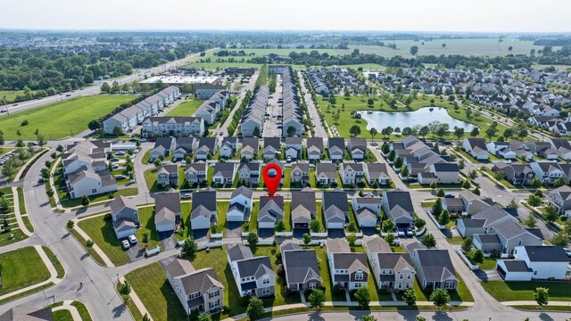 5442 Goose Falls Dr, Dublin, OH 43016 - aerial view of property and surrounding area featuring a nearby body of water and nearby suburban area