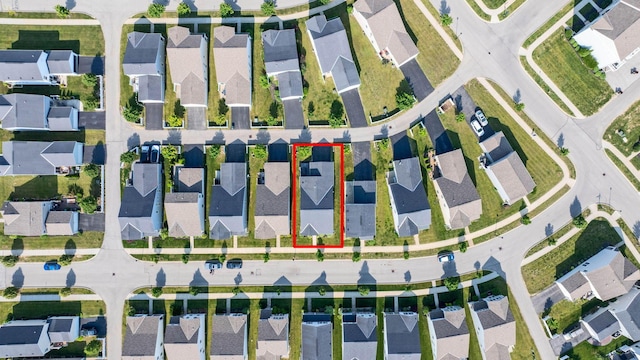 5442 Goose Falls Dr, Dublin, OH 43016 - aerial perspective of suburban area featuring property parcel outlined
