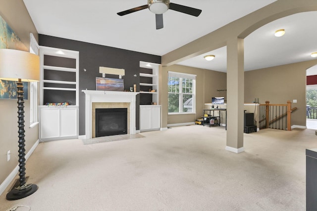 331 Hanton Way, Columbus, OH 43213 - living area with a ceiling fan, carpet floors, and baseboards