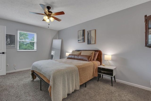 13680 Nantucket Ave NW, Pickerington, OH 43147 - bedroom with baseboards, carpet floors, a textured ceiling, and a ceiling fan