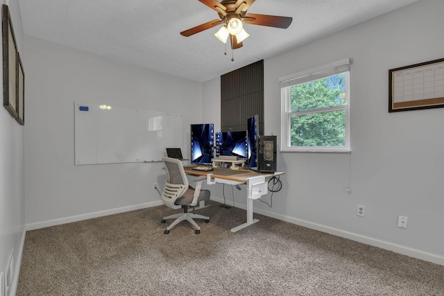 13680 Nantucket Ave NW, Pickerington, OH 43147 - carpeted home office featuring ceiling fan and baseboards
