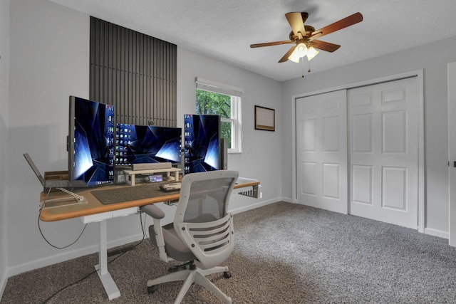 13680 Nantucket Ave NW, Pickerington, OH 43147 - office space with carpet floors, a ceiling fan, and a textured ceiling