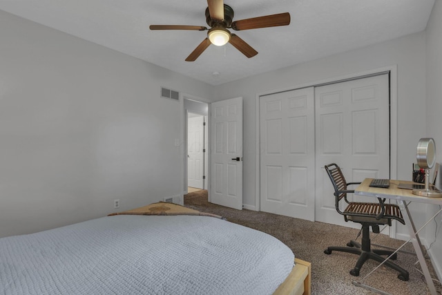 13680 Nantucket Ave NW, Pickerington, OH 43147 - carpeted bedroom with ceiling fan, a closet, and an office area