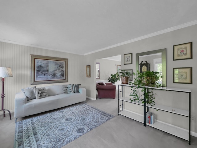 832 Lynnfield Dr, Westerville, OH 43081 - carpeted living area featuring crown molding