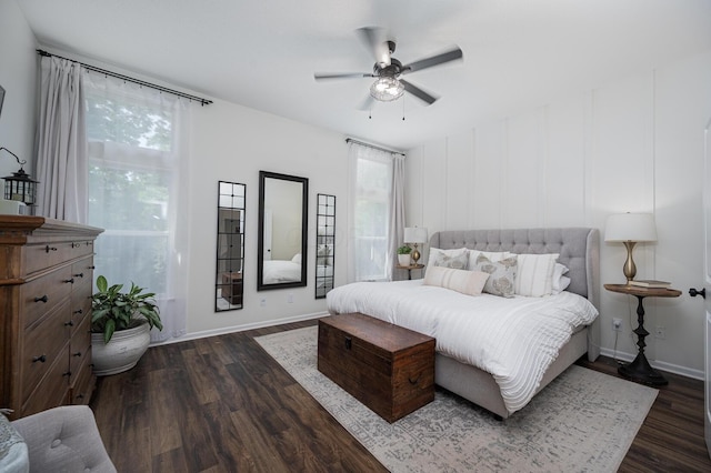 1355 Fisher Run Ct, Columbus, OH 43235 - bedroom featuring multiple windows, dark wood-type flooring, and a ceiling fan
