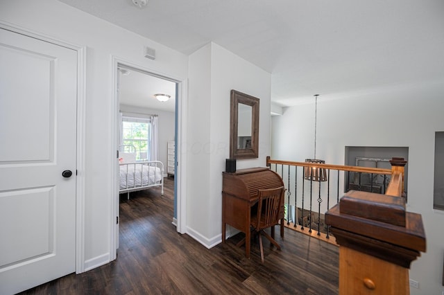 1355 Fisher Run Ct, Columbus, OH 43235 - corridor with dark wood-style floors and an upstairs landing