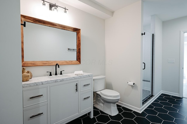 1355 Fisher Run Ct, Columbus, OH 43235 - bathroom with vanity, a shower stall, and tile patterned flooring