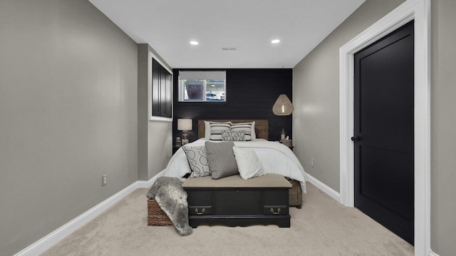 1098 Oregon Ave, Columbus, OH 43201 - carpeted bedroom with recessed lighting and an accent wall