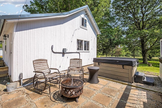 2380 Cedar Hill Rd SW, Amanda, OH 43102 - view of patio with a hot tub and an outdoor fire pit