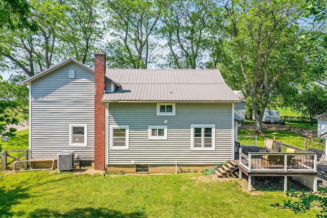 2380 Cedar Hill Rd SW, Amanda, OH 43102 - rear view of property featuring a deck, a chimney, and a metal roof