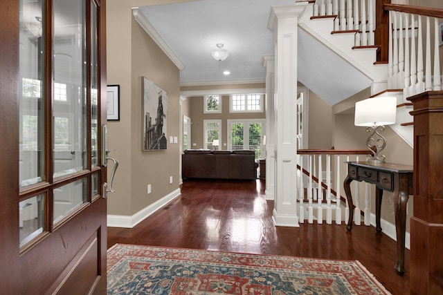125 Fallen Ash Dr, Granville, OH 43023 - foyer with crown molding and wood finished floors
