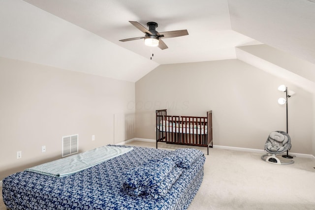 4609 Stoneworth Dr Unit 58, Hilliard, OH 43026 - bedroom featuring carpet, lofted ceiling, baseboards, and ceiling fan