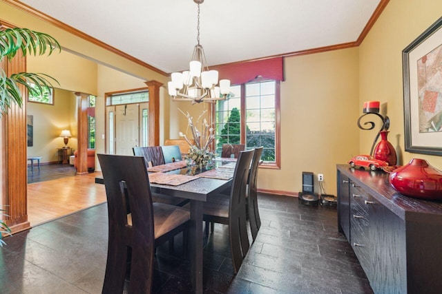 332 Waters Edge Dr, Hebron, OH 43025 - dining space featuring a chandelier and crown molding