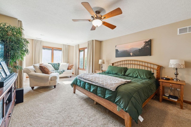 332 Waters Edge Dr, Hebron, OH 43025 - bedroom with carpet, a textured ceiling, and ceiling fan