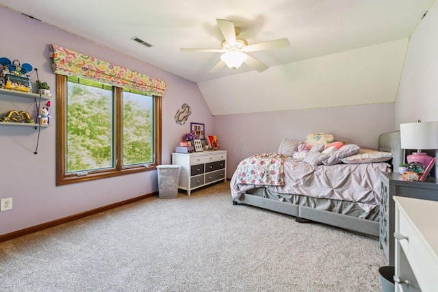 332 Waters Edge Dr, Hebron, OH 43025 - carpeted bedroom with lofted ceiling and a ceiling fan