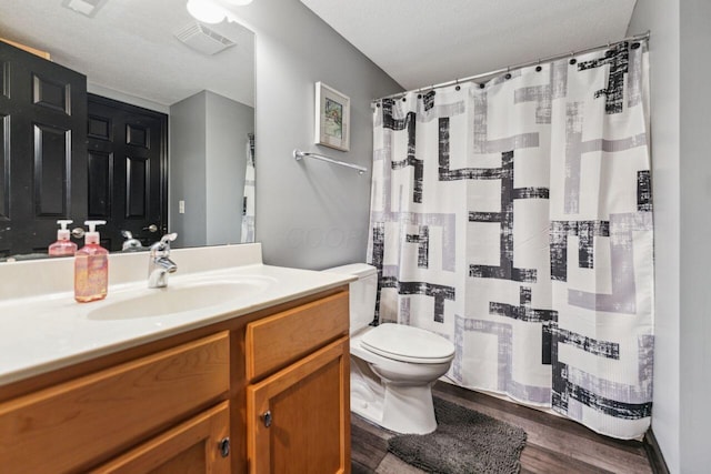 332 Waters Edge Dr, Hebron, OH 43025 - bathroom with vanity, wood finished floors, and a shower with shower curtain