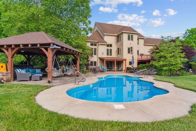 332 Waters Edge Dr, Hebron, OH 43025 - outdoor pool featuring an outdoor living space, a gazebo, a patio area, and a yard