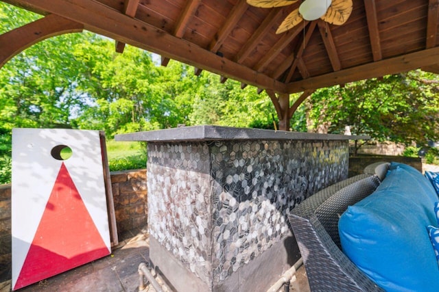 332 Waters Edge Dr, Hebron, OH 43025 - view of patio / terrace featuring ceiling fan and a gazebo