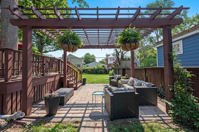 1480 Lincoln Rd, Columbus, OH 43212 - view of patio / terrace with outdoor lounge area, a pergola, and stairs