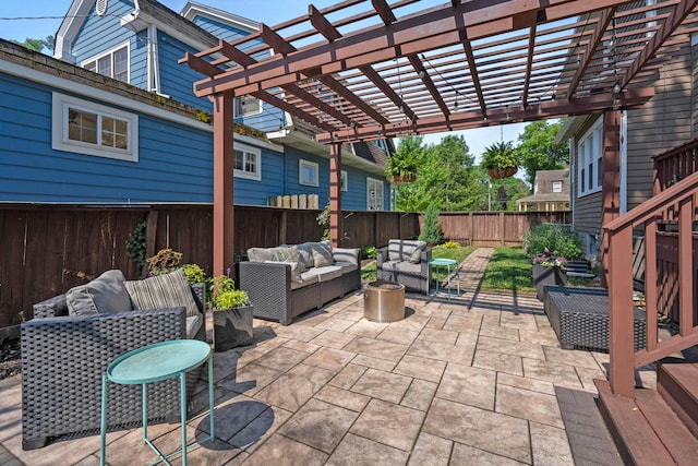 1480 Lincoln Rd, Columbus, OH 43212 - fenced backyard with outdoor lounge area, a pergola, and a patio