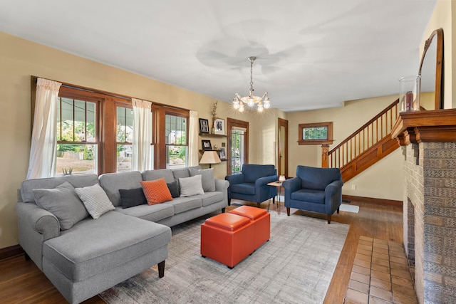 1480 Lincoln Rd, Columbus, OH 43212 - living area with a chandelier, wood-type flooring, and healthy amount of natural light