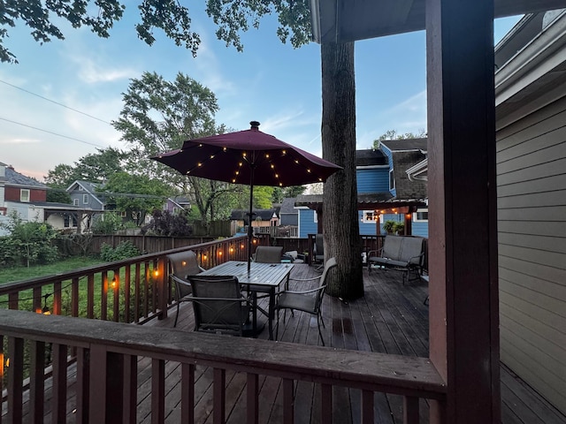 1480 Lincoln Rd, Columbus, OH 43212 - wooden terrace featuring outdoor dining area and a fenced backyard