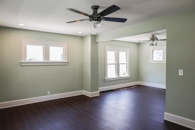 214 Moull St, Newark, OH 43055 - spare room featuring dark wood finished floors, recessed lighting, and a ceiling fan