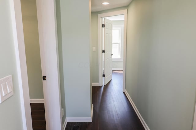 214 Moull St, Newark, OH 43055 - hall with dark wood-type flooring and recessed lighting