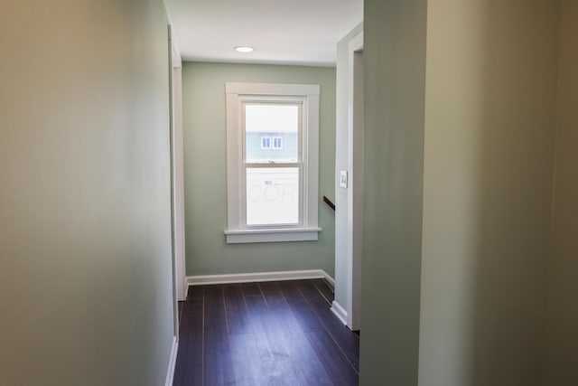 214 Moull St, Newark, OH 43055 - hall with dark wood-type flooring and recessed lighting