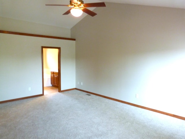 2360 Rufus Ct, Lewis Center, OH 43035 - unfurnished room featuring ceiling fan, light colored carpet, and lofted ceiling