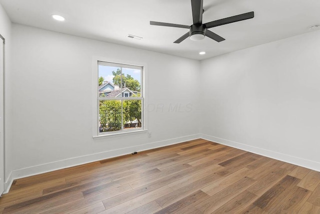 251 E Kossuth St Unit A, Columbus, OH 43206 - spare room featuring wood finished floors, recessed lighting, and a ceiling fan