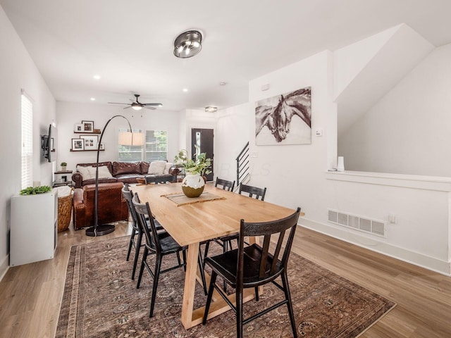1210 Madison Ave, Columbus, OH 43205 - dining room featuring wood finished floors, ceiling fan, and recessed lighting