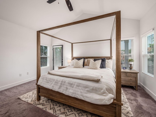 1210 Madison Ave, Columbus, OH 43205 - bedroom with carpet floors, lofted ceiling, and a ceiling fan