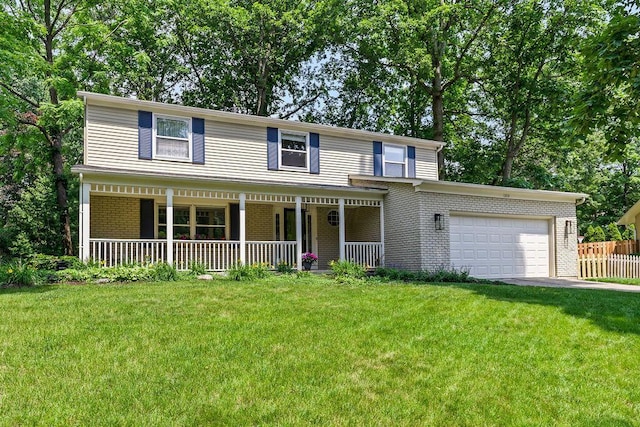 1212 Autumn Creek Cir, Westerville, OH 43081 - view of front of house featuring a porch, an attached garage, brick siding, and driveway