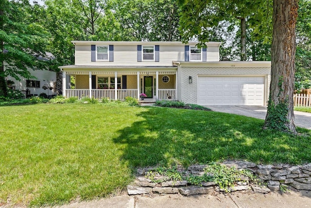 1212 Autumn Creek Cir, Westerville, OH 43081 - view of front of property featuring covered porch, a garage, driveway, and brick siding