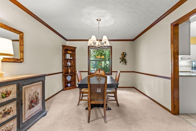 1212 Autumn Creek Cir, Westerville, OH 43081 - dining room featuring a chandelier, light colored carpet, and ornamental molding