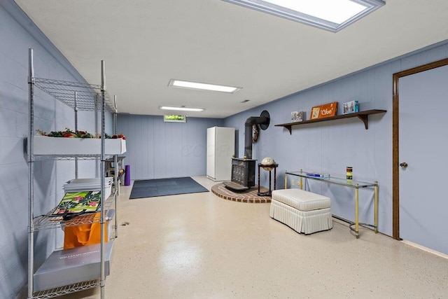 1212 Autumn Creek Cir, Westerville, OH 43081 - basement with a wood stove