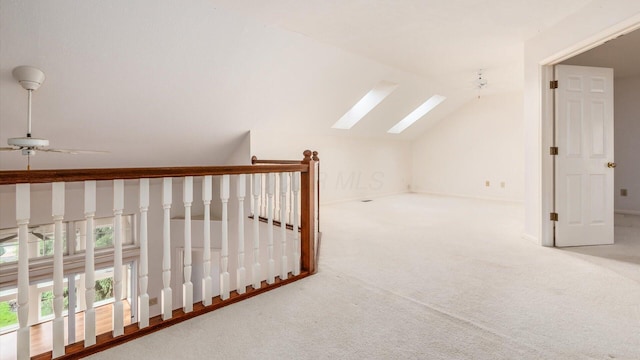 1486 Sedgefield Dr, New Albany, OH 43054 - additional living space featuring a skylight, vaulted ceiling, carpet, and a ceiling fan