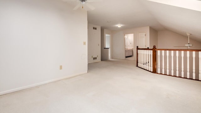 1486 Sedgefield Dr, New Albany, OH 43054 - additional living space featuring a ceiling fan, lofted ceiling, and light carpet