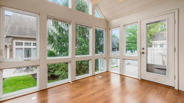 1486 Sedgefield Dr, New Albany, OH 43054 - unfurnished sunroom with vaulted ceiling, wood finished floors, and wood ceiling