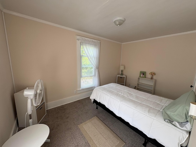 114 E N St, Mount Gilead, OH 43338 - bedroom featuring crown molding and dark colored carpet