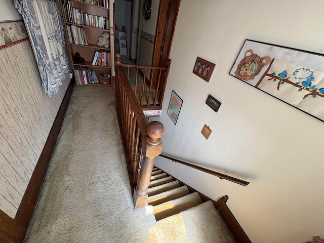 114 E N St, Mount Gilead, OH 43338 - stairway featuring carpet
