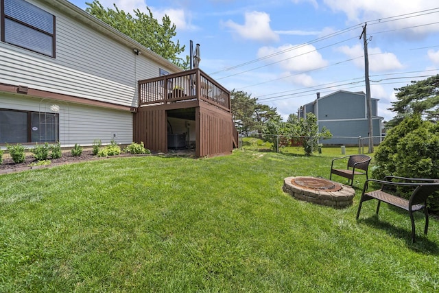 7603 Charlesway Dr Unit 87, Columbus, OH 43085 - view of yard featuring an outdoor fire pit and a wooden deck