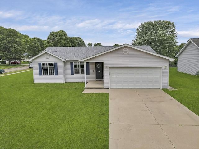 5010 Nelson Dr, South Bloomfield, OH 43103 - single story home featuring a front yard, an attached garage, roof with shingles, and concrete driveway